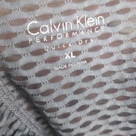 CALVIN KLEIN Gray Performance Gear Mesh Top XL Athleisure Workout Tee - Picture 6 of 8